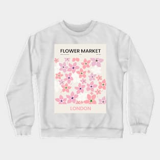 Flower Market Pink-White London Design Crewneck Sweatshirt